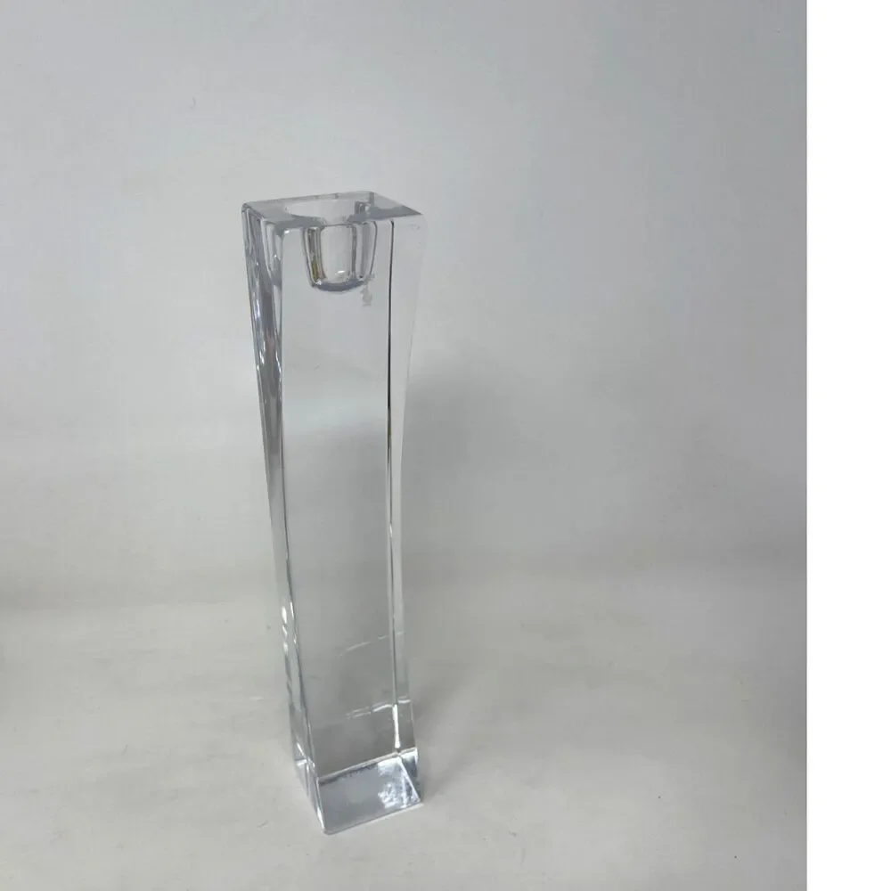 Nambe Kissing Lead Crystal Modern Tall MCM Glass Candlestick, 7
